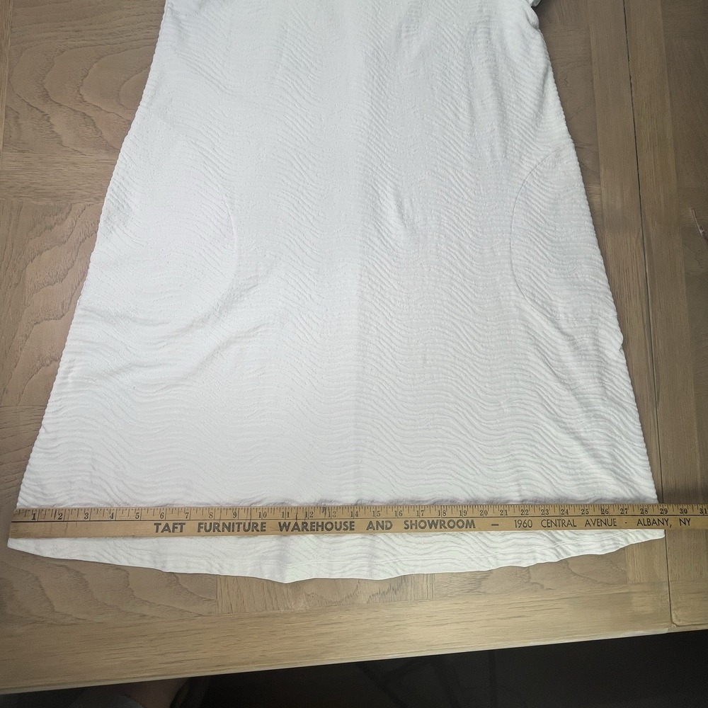 J McLaughlin Catalina Cloth Dress Large White Jacquard Short Sleeve A-line 36" - Picture 6 of 13